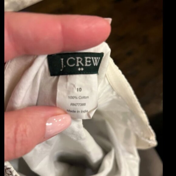 J. Crew summer cotton strapless long tube top zip side cream w gold copper Sz10 - Picture 9 of 10